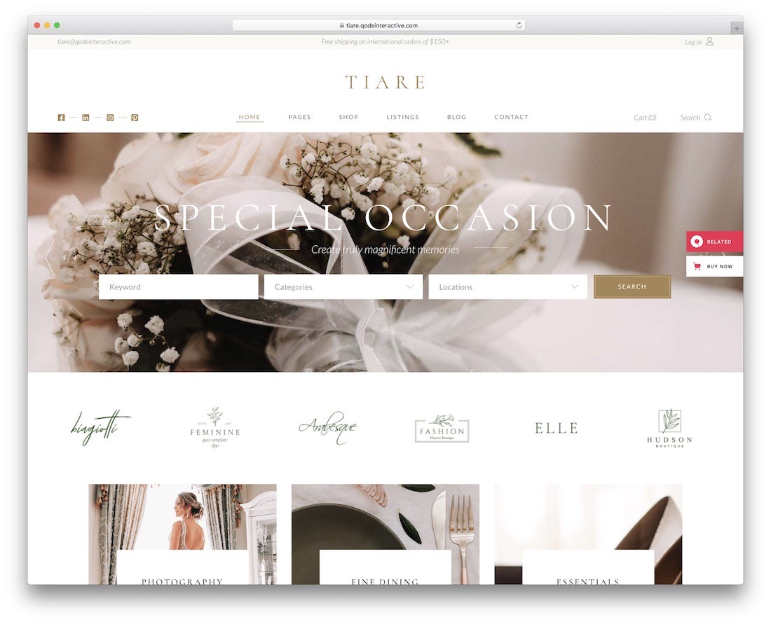 tiarè tema matrimonio wordpress