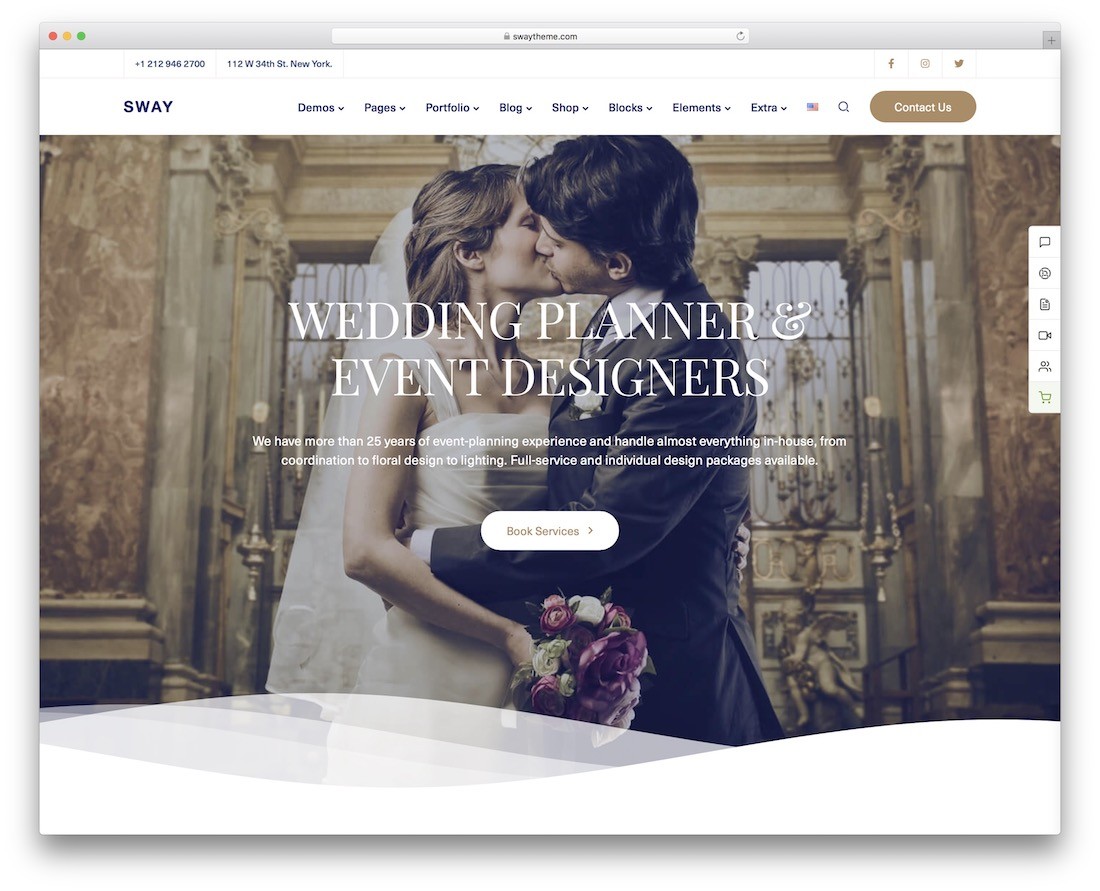 ondeggia il tema del matrimonio wordpress