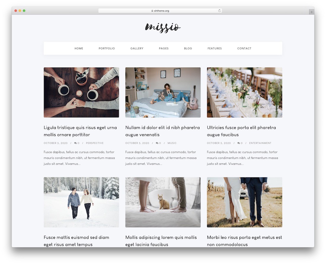 tema blog fotografi missio wordpress