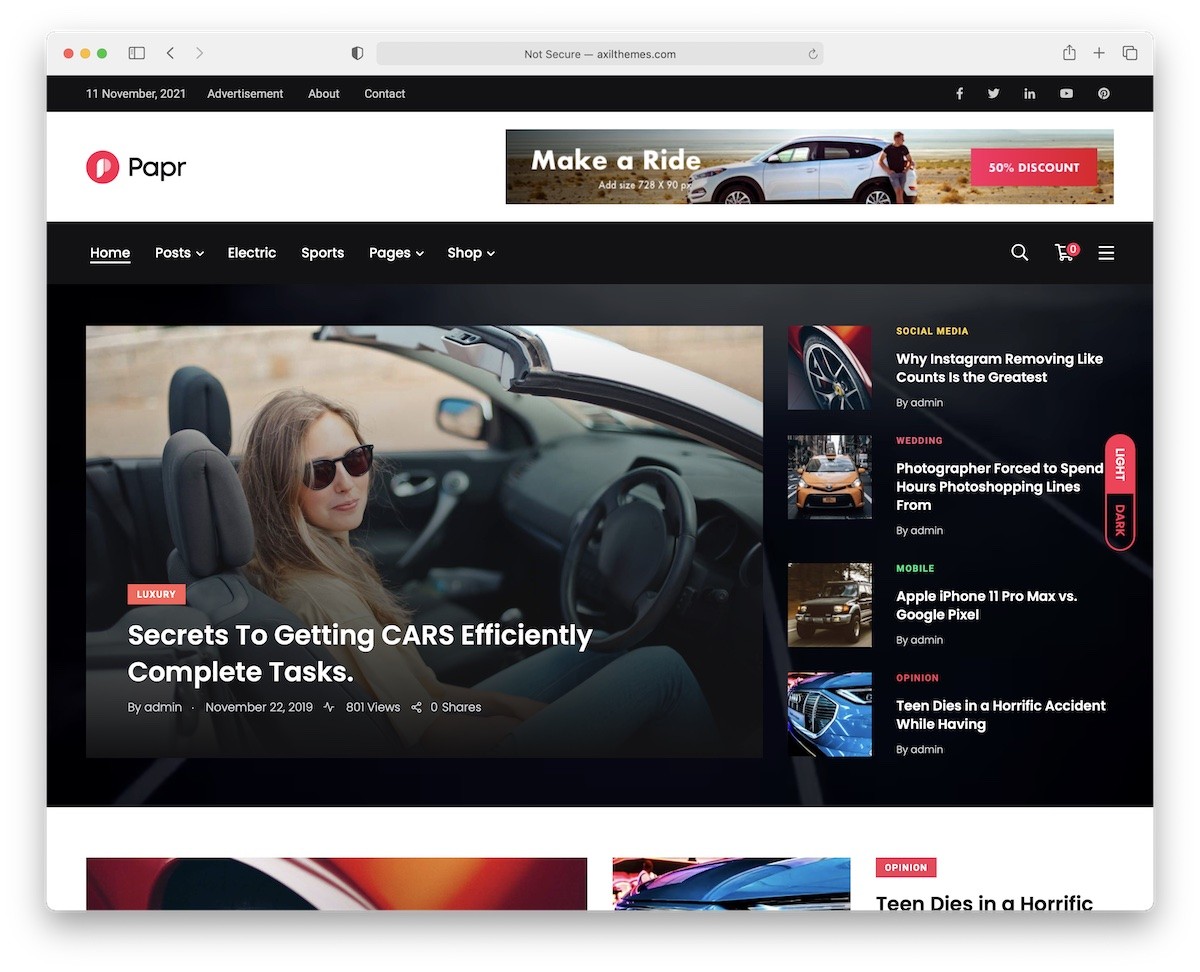 papr otomatik dergi wordpress teması.
