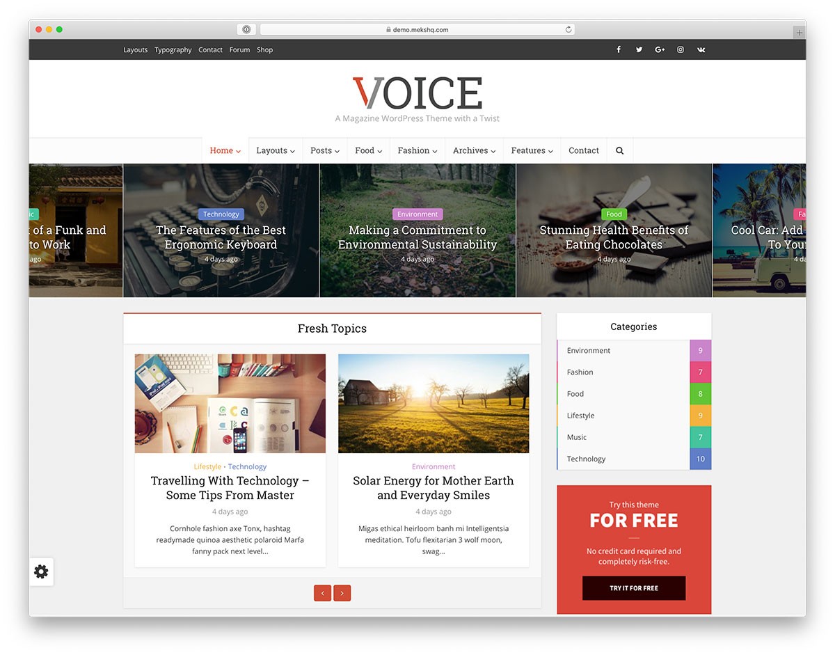 Tema de blog de WordPress RTL
