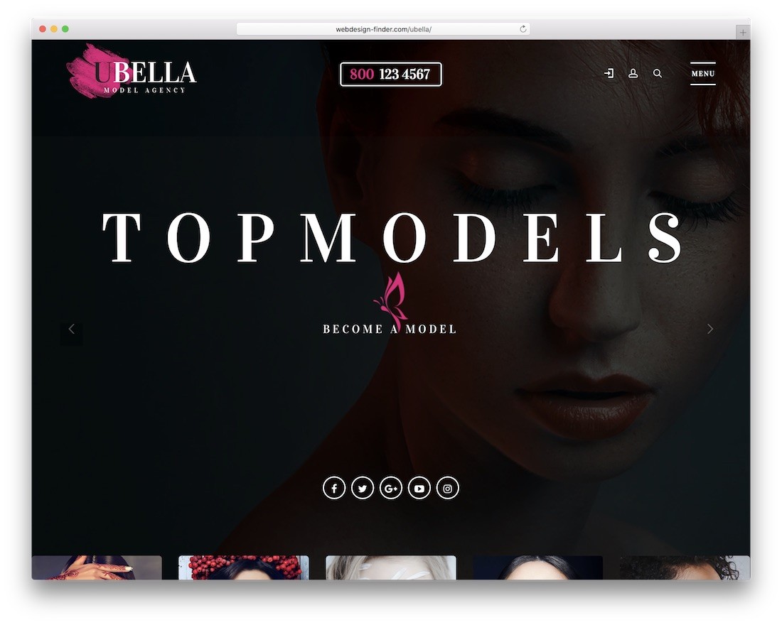 tema wordpress dell'agenzia di modelle ubella