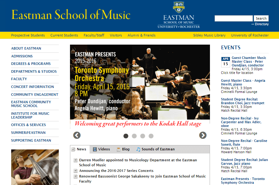 Tutto quello che devi sapere su WordPress Multisite Eastman-School-of-Music-wp-multisite