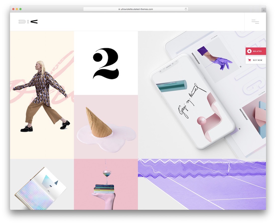 ultraviolettes WordPress-Design im Pinterest-Stil