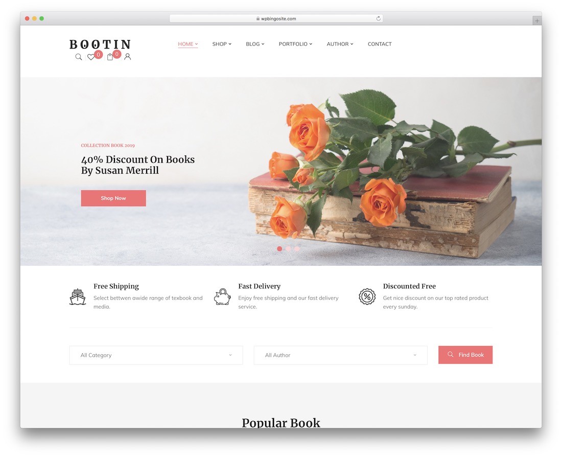 bootin tema wordpress untuk perpustakaan toko buku