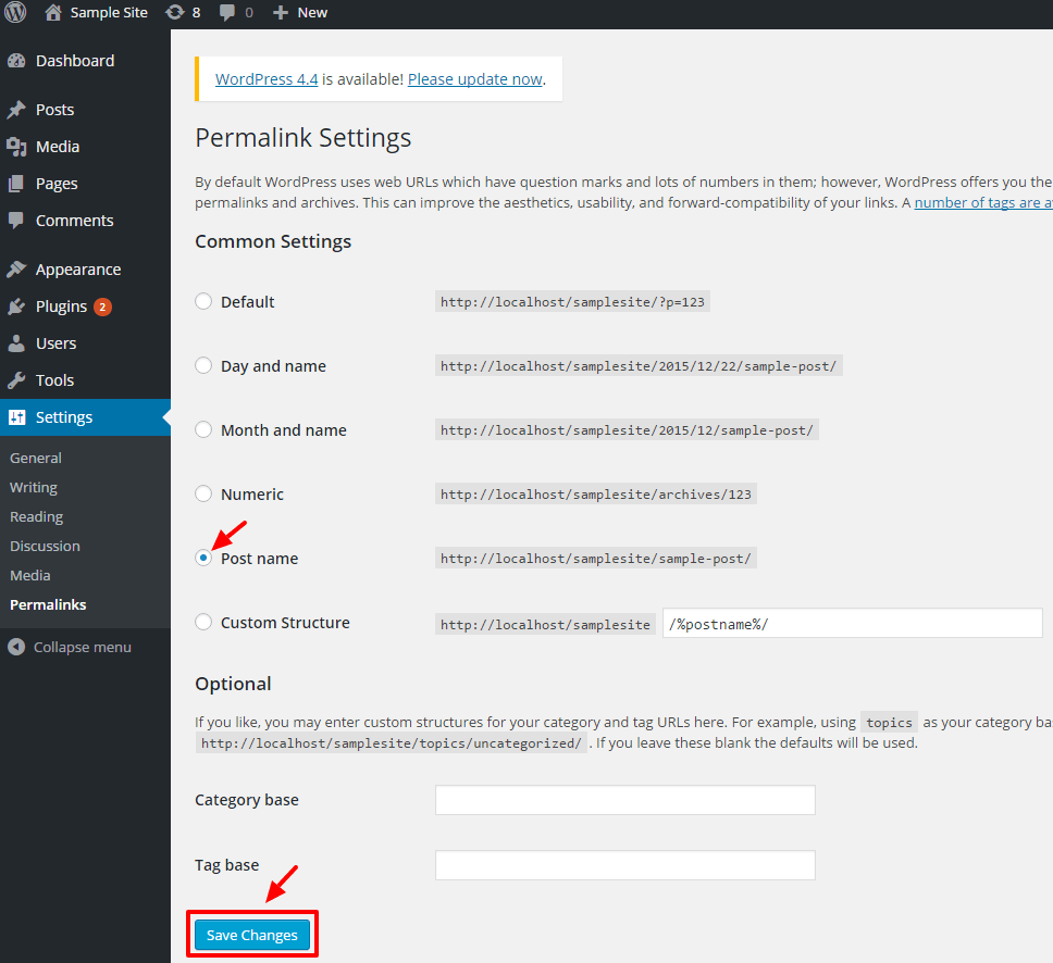 Una guida completa a WordPress per principianti permalink settings