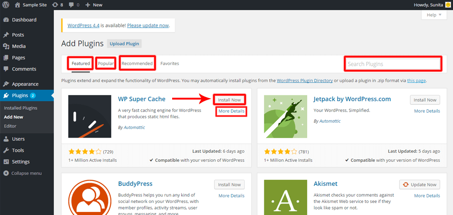 Una guida completa a WordPress per principianti install-plugin