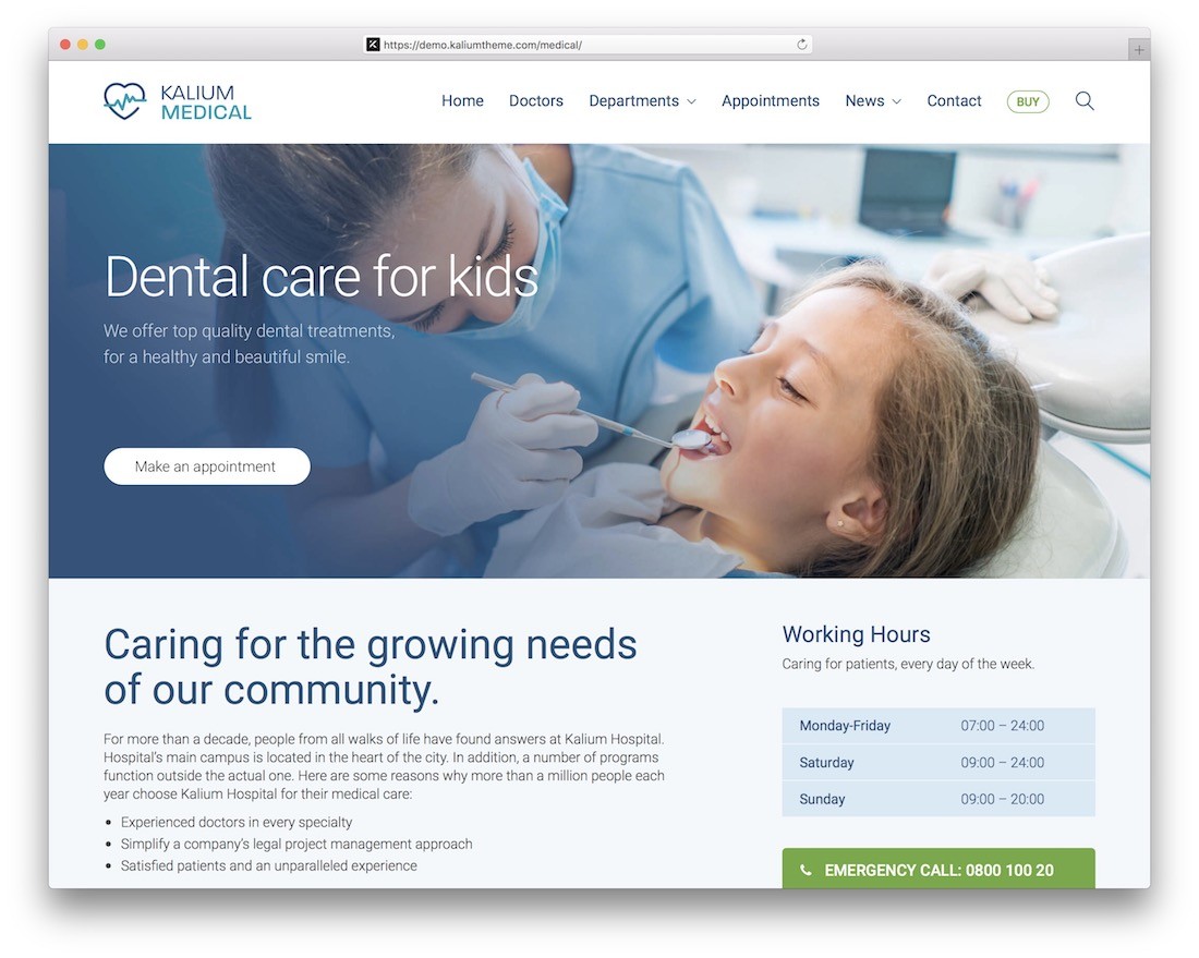 tema del dentista kalium wordpress