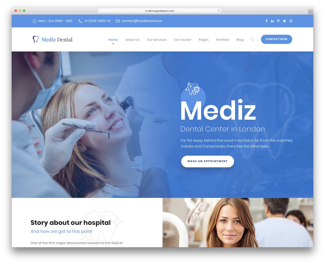 tema del dentista de wordpress de mediz