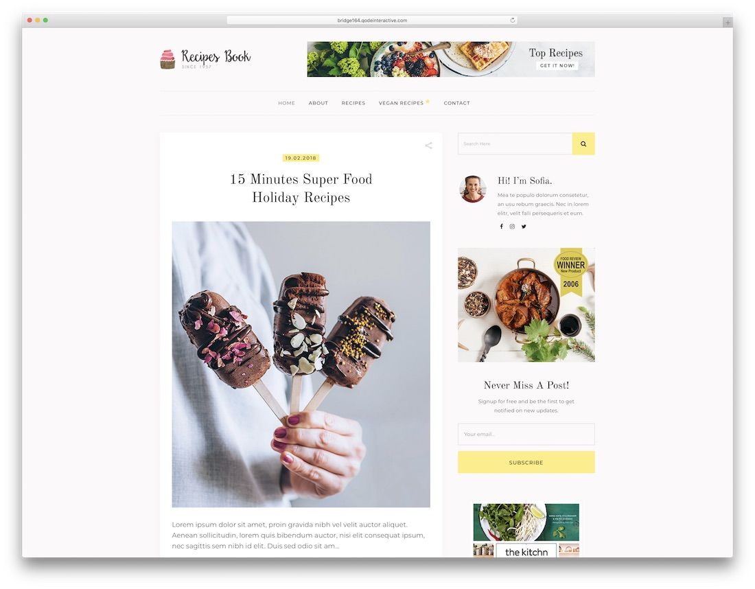 bridge wordpress food blog tema