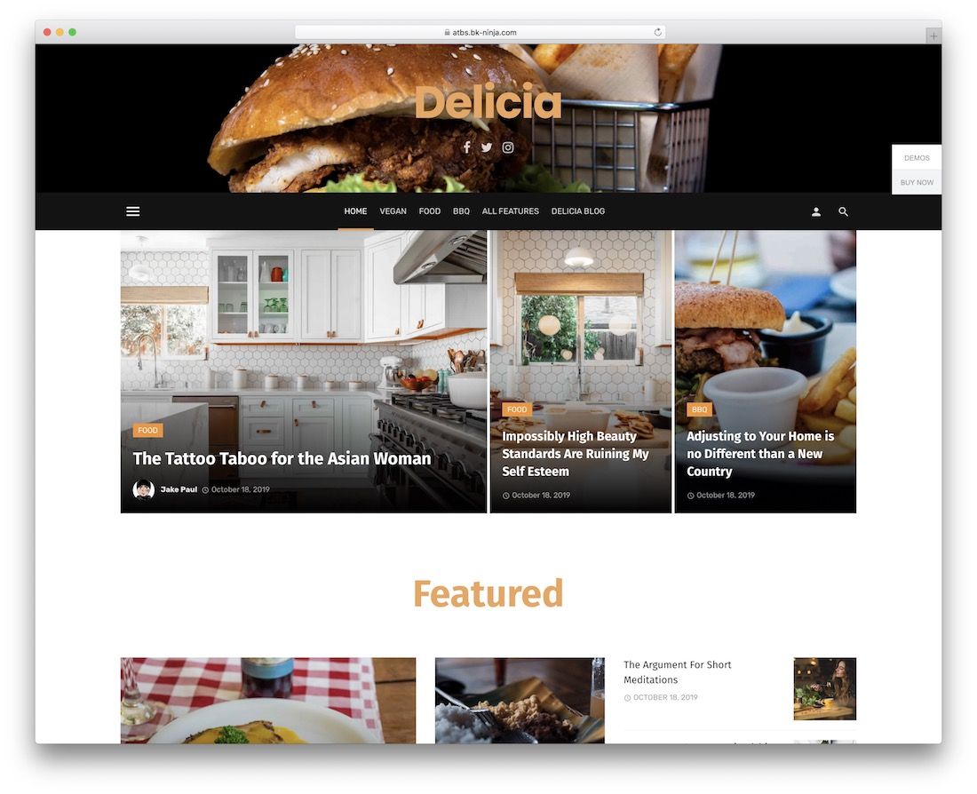 Suga wordpress food blog tema