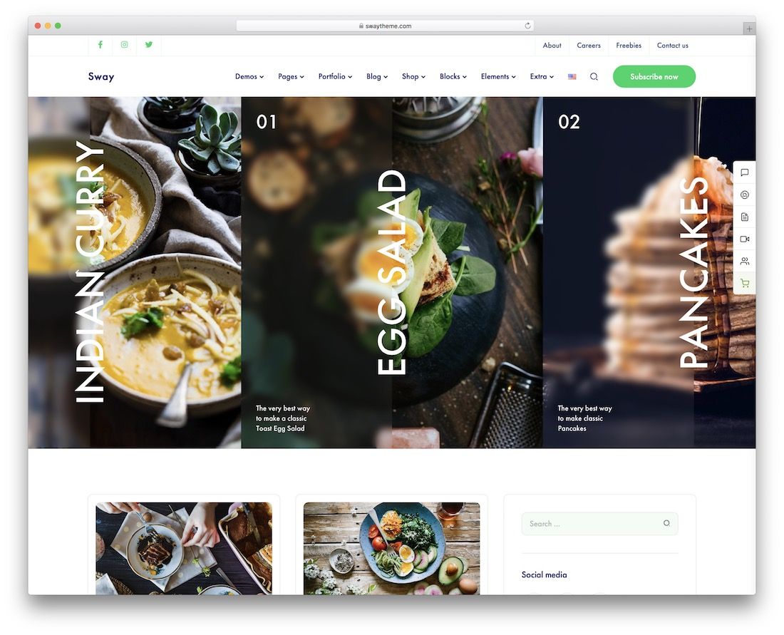 influențează tema blogului alimentar wordpress