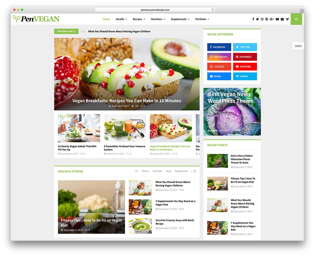 Tema WordPress pentru blogul alimentar vegan