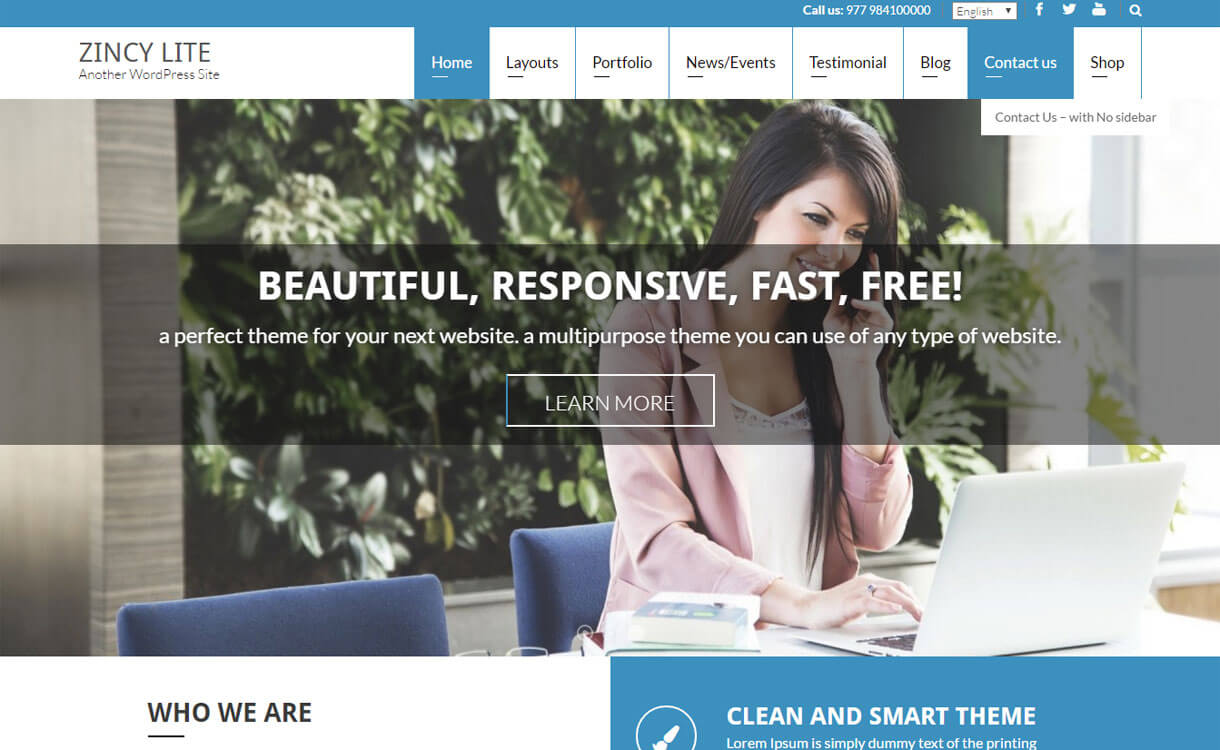 15+ najlepszych darmowych motywów portfolio WordPress 2022 zincy-lite-free-WordPress-theme