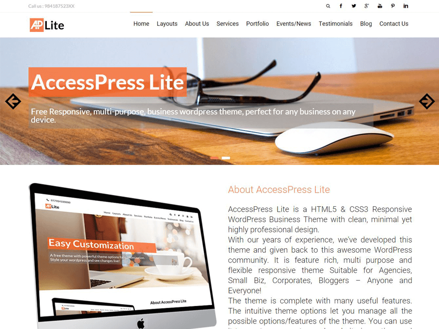 15+ najlepszych darmowych motywów portfolio WordPress 2022 AccessPress-lite