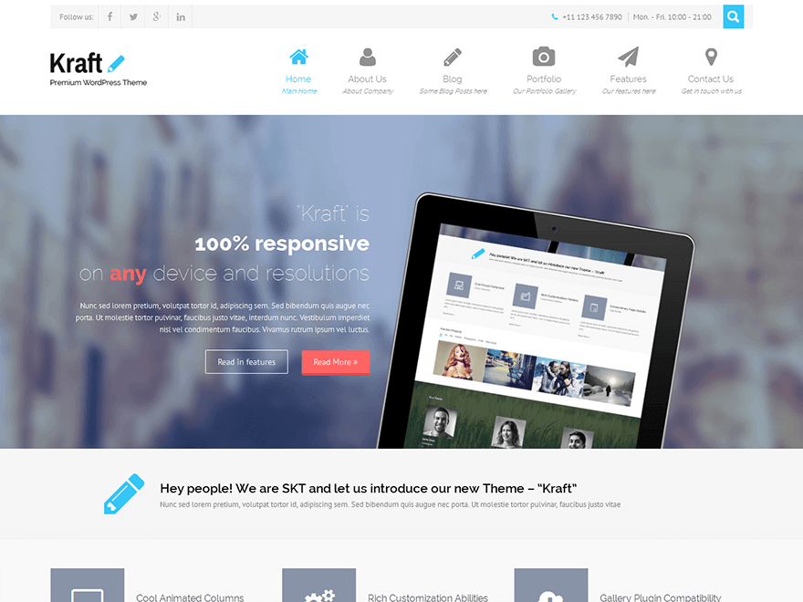 15+ najlepszych darmowych motywów portfolio WordPress 2022 kraft-lite