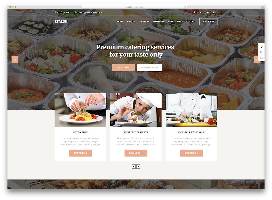 temas de WordPress para catering