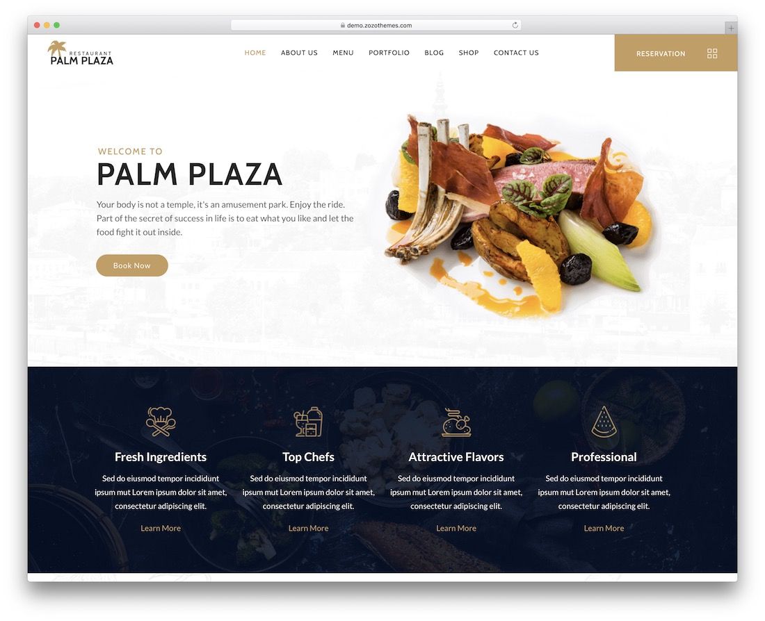 tema de wordpress de catering de palmplaza