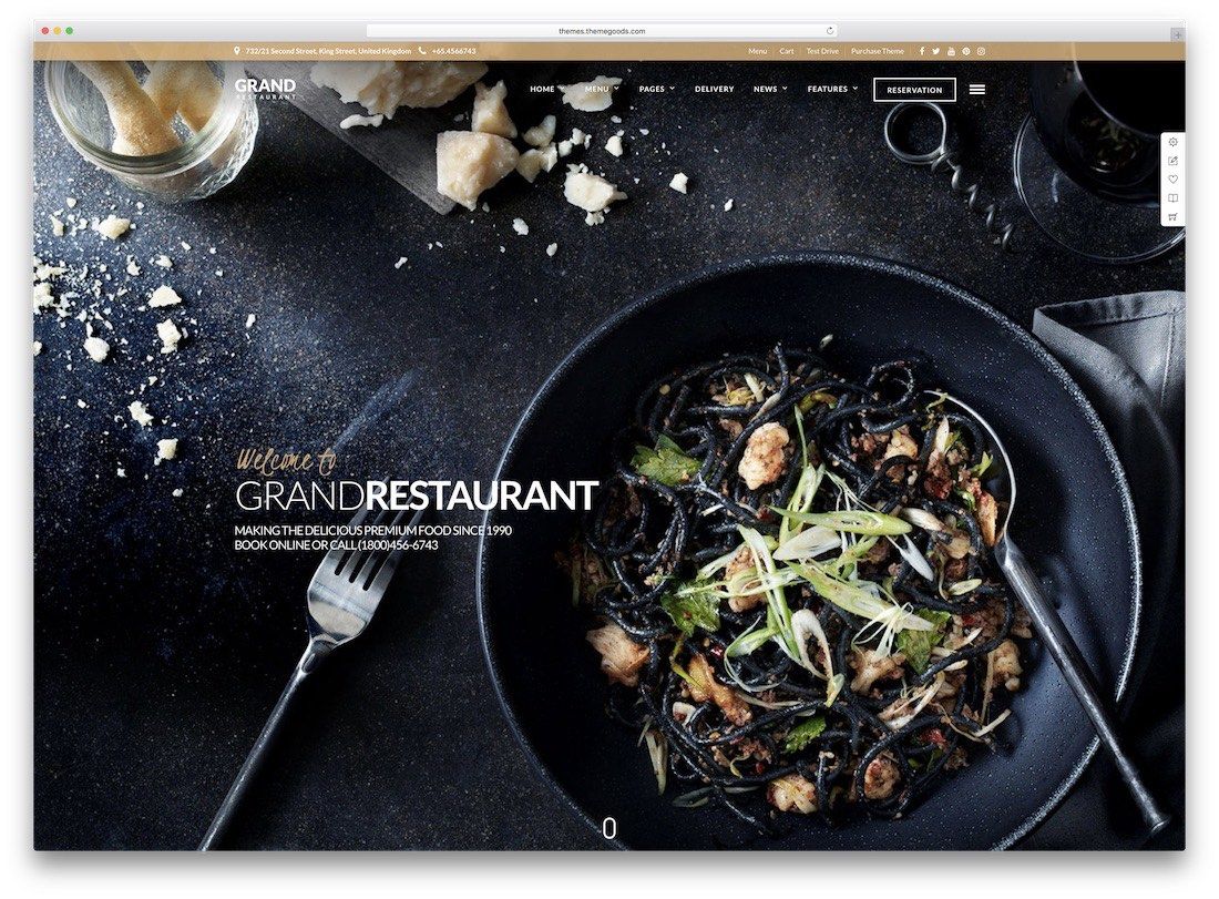 gran restaurante mejor catering tema de wordpress