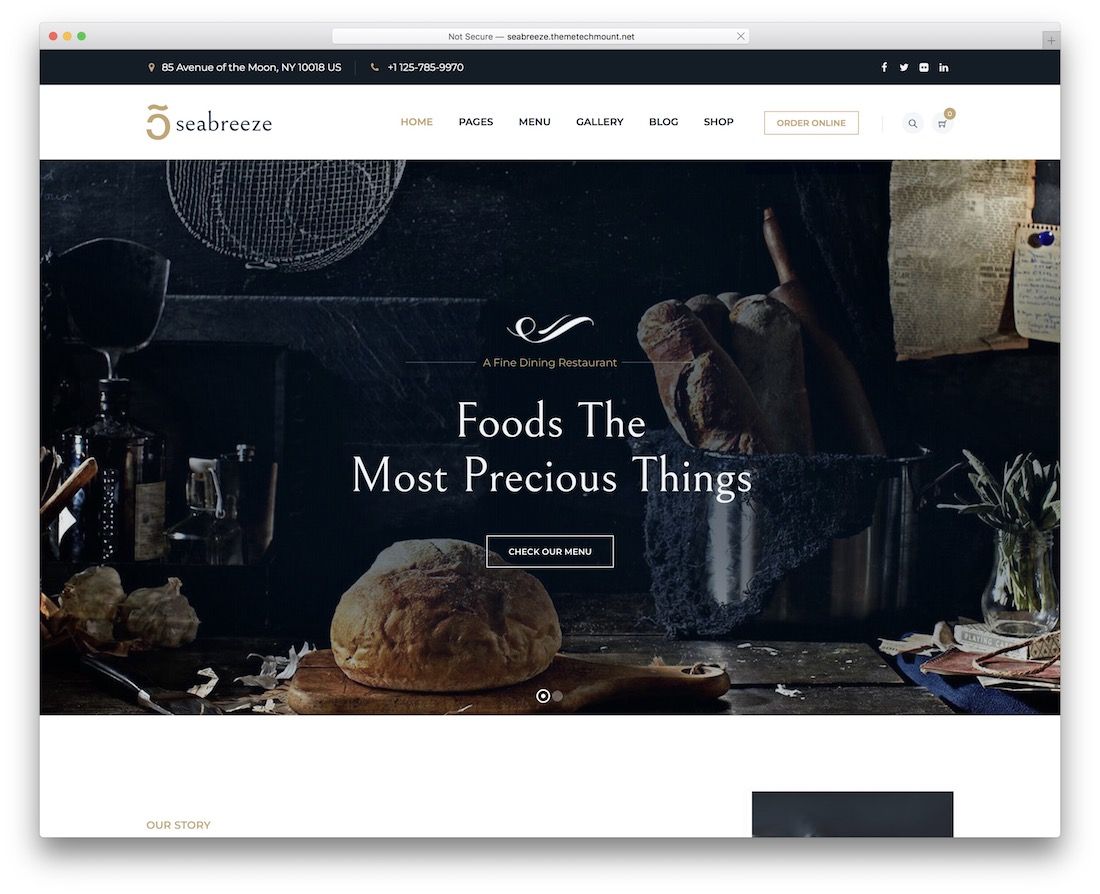 tema de wordpress de catering seabreeze