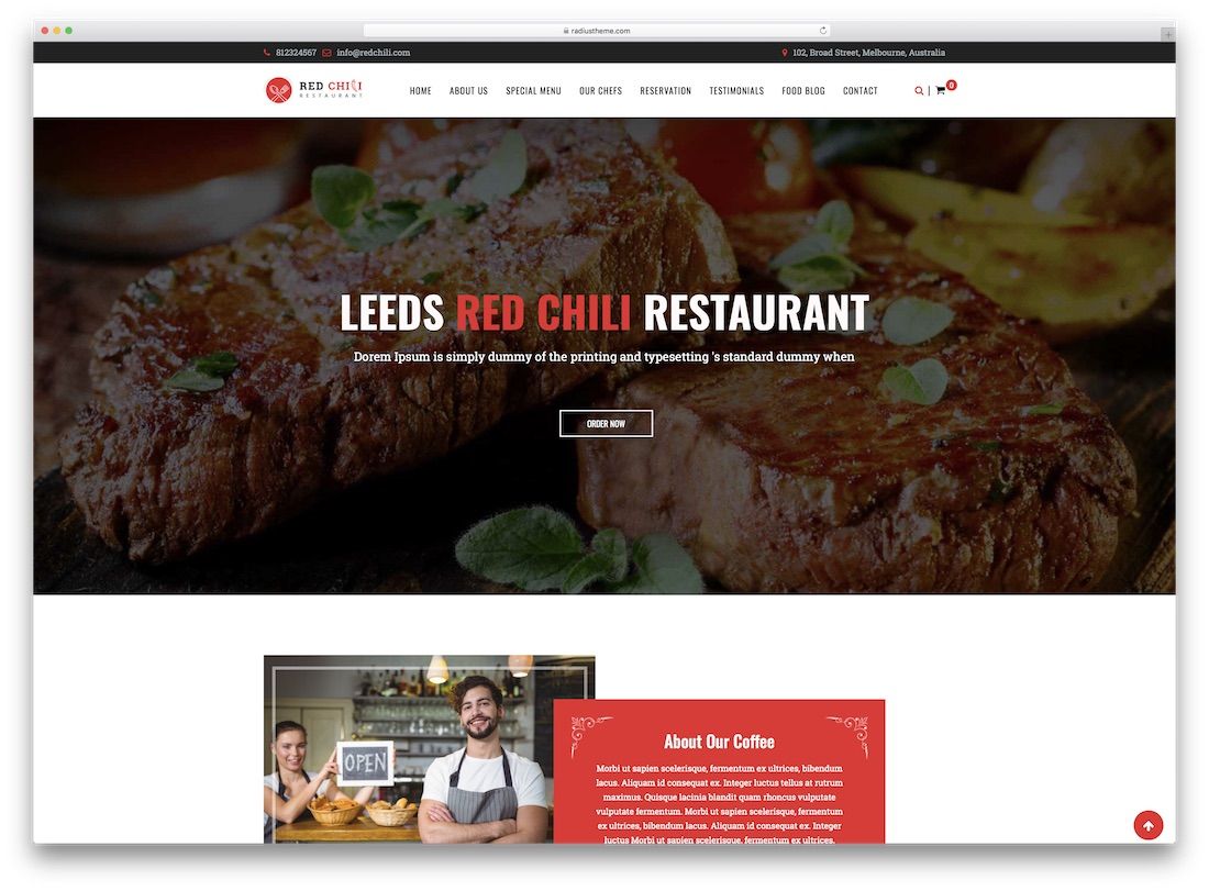 tema de wordpress de catering redchili