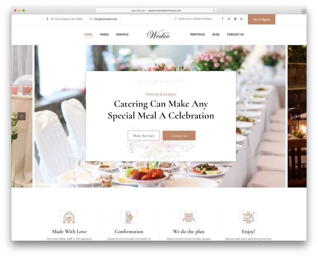 tema de wordpress de catering wedco