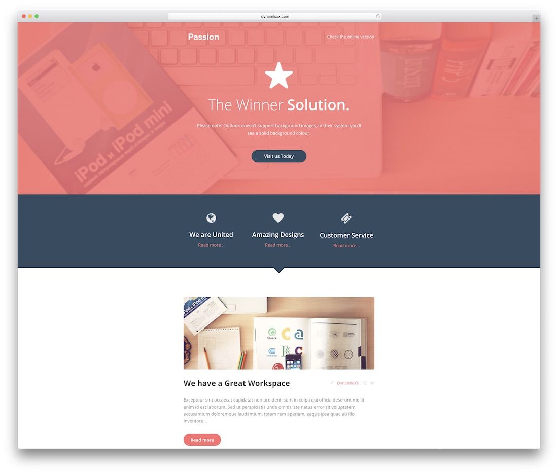 modèle d'e-mail html réactif à la passion