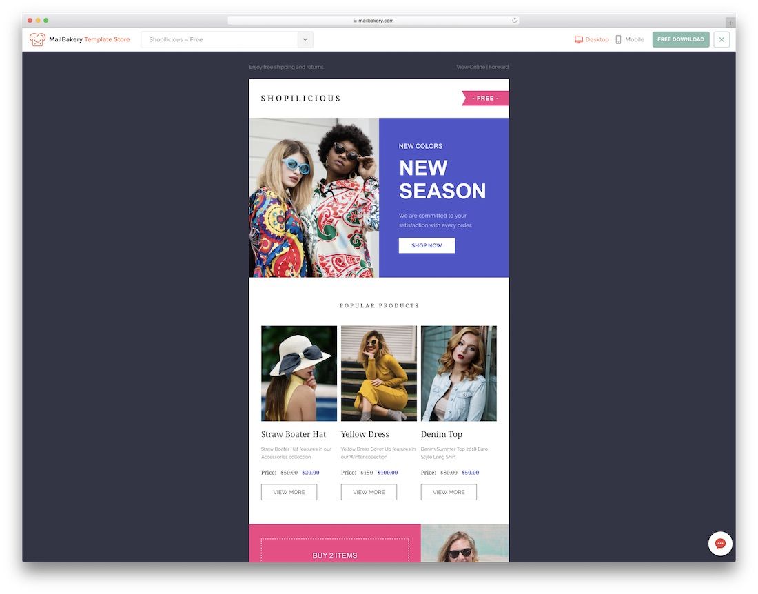 modèle d'e-mail html responsive shopilicious