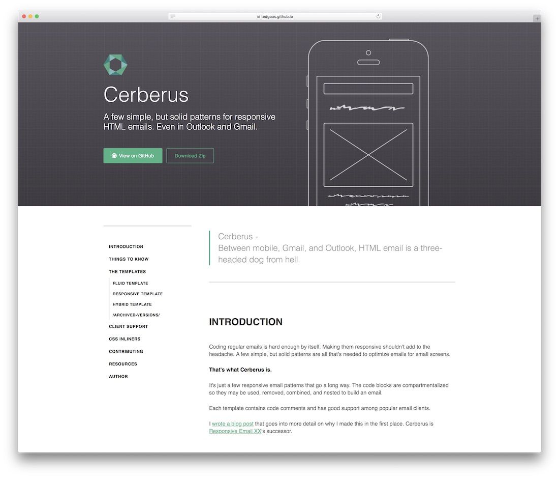 modèle d'e-mail html réactif cerberus