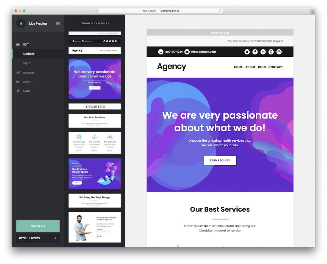 modèle d'e-mail réactif pour l'agence