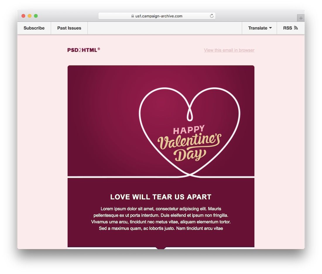 modèle de courrier électronique de la saint valentin