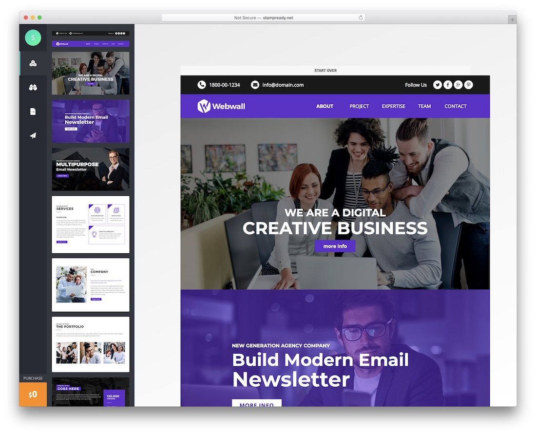 modèle d'e-mail réactif webwall