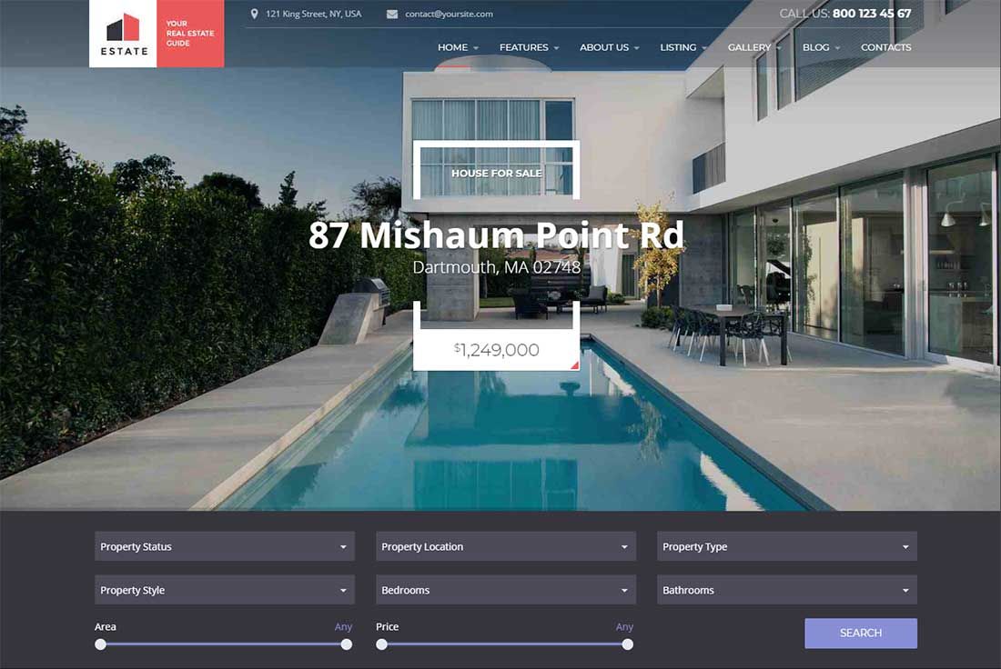 Estate — Тема WordPress об аренде недвижимости