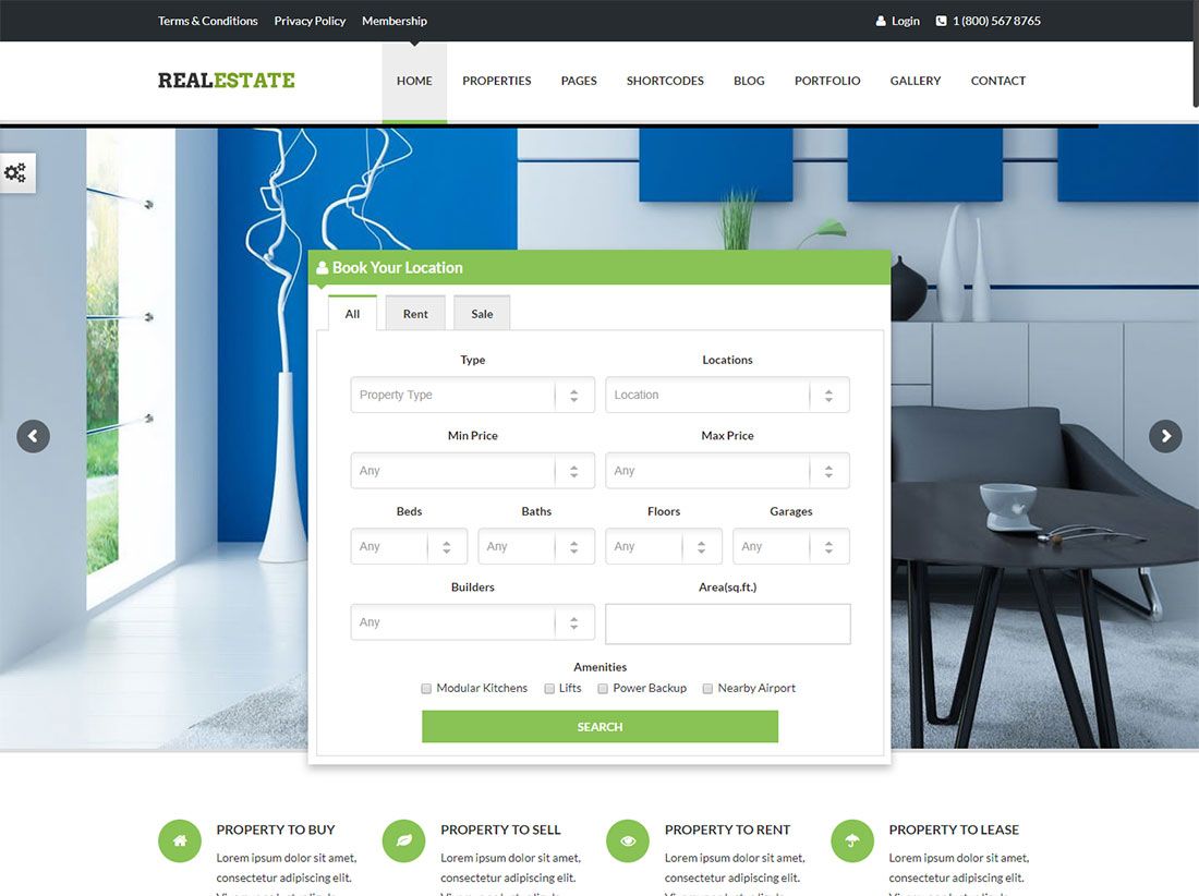 Недвижимость - Тема WordPress об аренде недвижимости