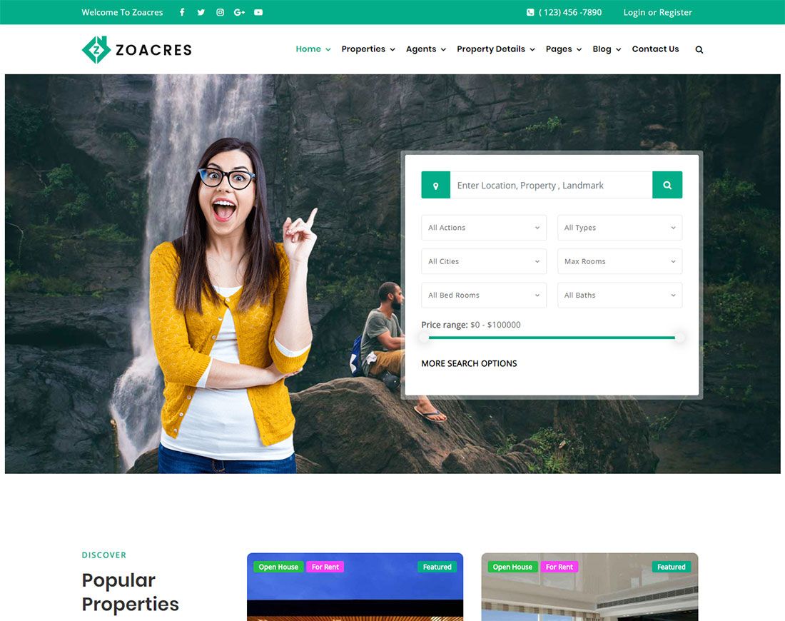 Zoacres — тема WordPress для аренды недвижимости