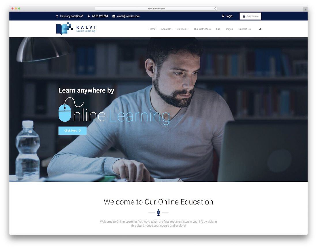 kalvi education lms tema wordpress