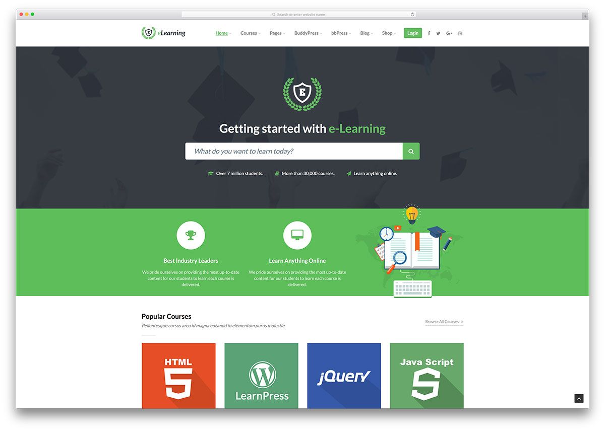 wpelearning-desain-datar-templat situs web