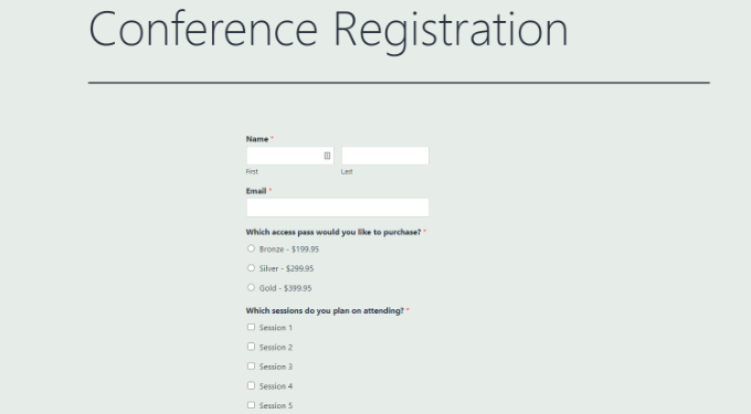 معاينة استمارة التسجيل في المؤتمر Conference registration form preview