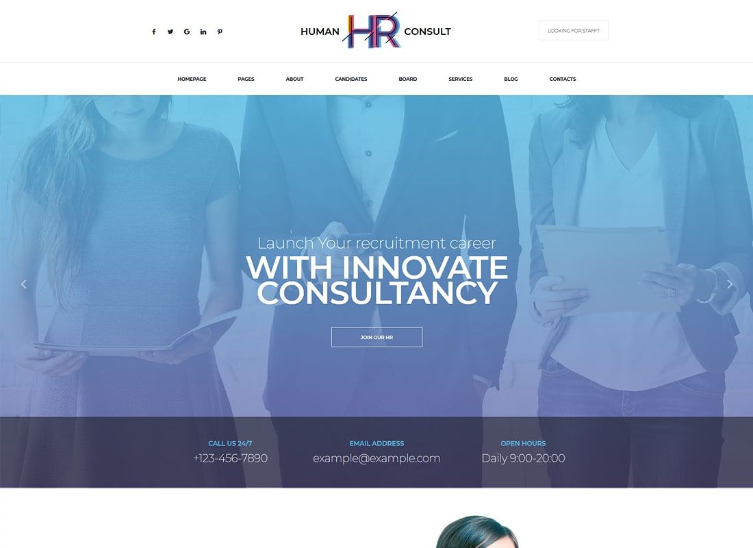 HR Human Consult - 인적 자원 및 채용 WordPress 테마