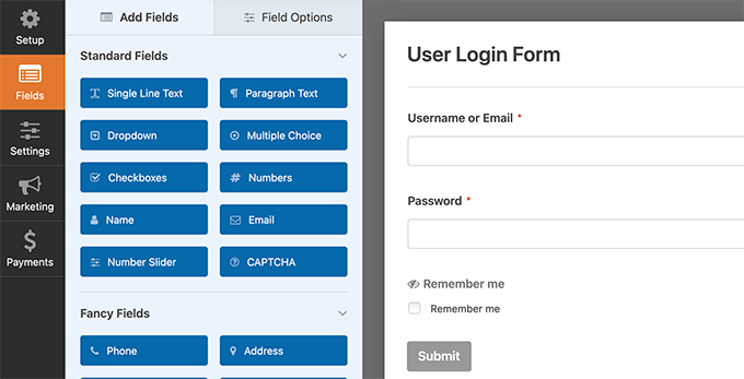 ユーザーログインフォームの編集 Edit login form