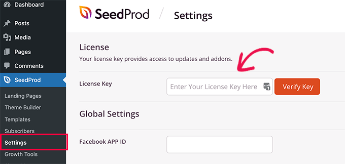 SeedProdライセンスキーを入力します Enter your SeedProd license key