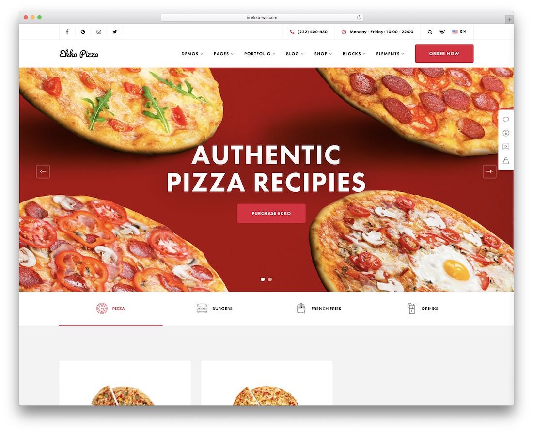 ekko pizza house ธีมเวิร์ดเพรส