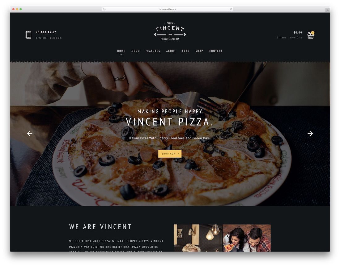 vincent pizza house ธีมเวิร์ดเพรส