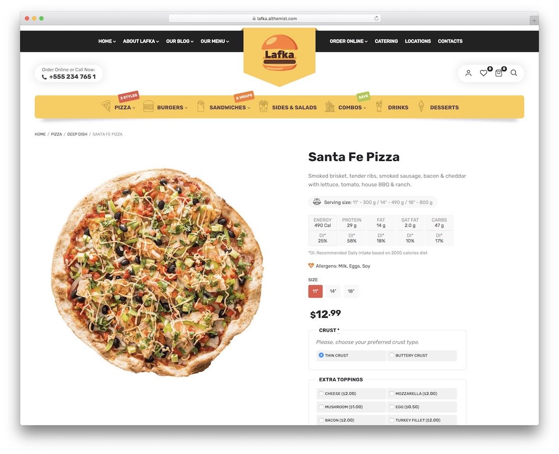 lafka pizza house ธีมเวิร์ดเพรส