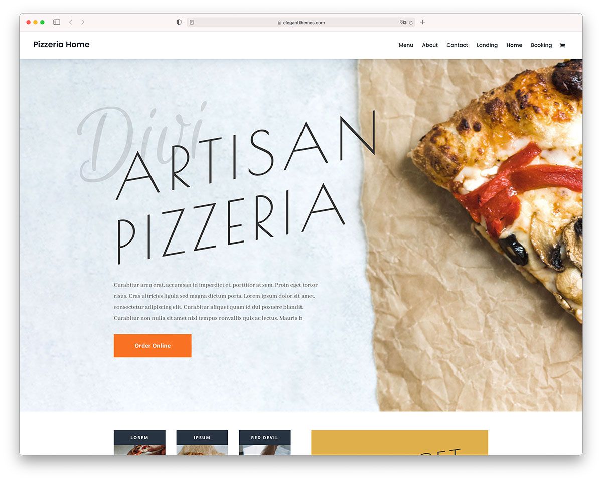 Divi pizzeria WordPress ธีม