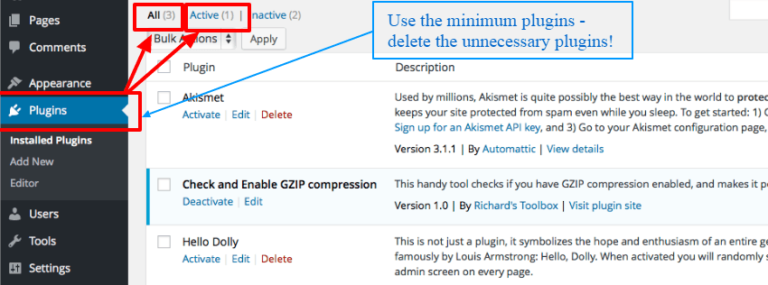 Come velocizzare il tuo sito WordPress - Suggerimenti per l'ottimizzazione use-proper-number-of-wp-Plugins