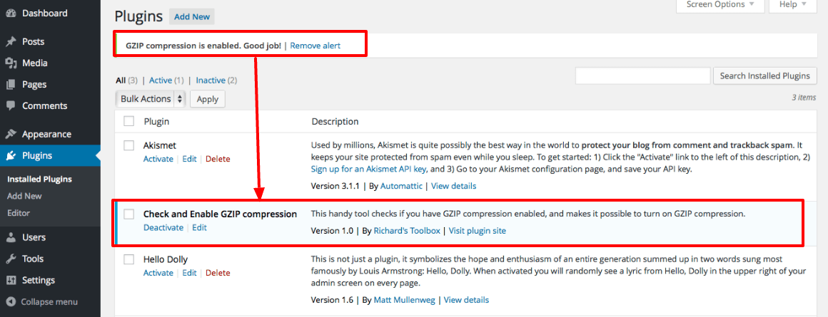 Come velocizzare il tuo sito WordPress - Suggerimenti per l'ottimizzazione Check and Enable GZIP compression
