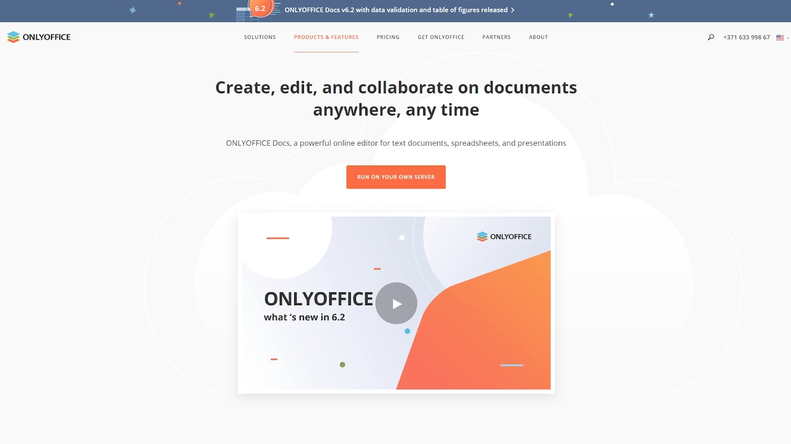 OnlyOfficeDocsのホームページ