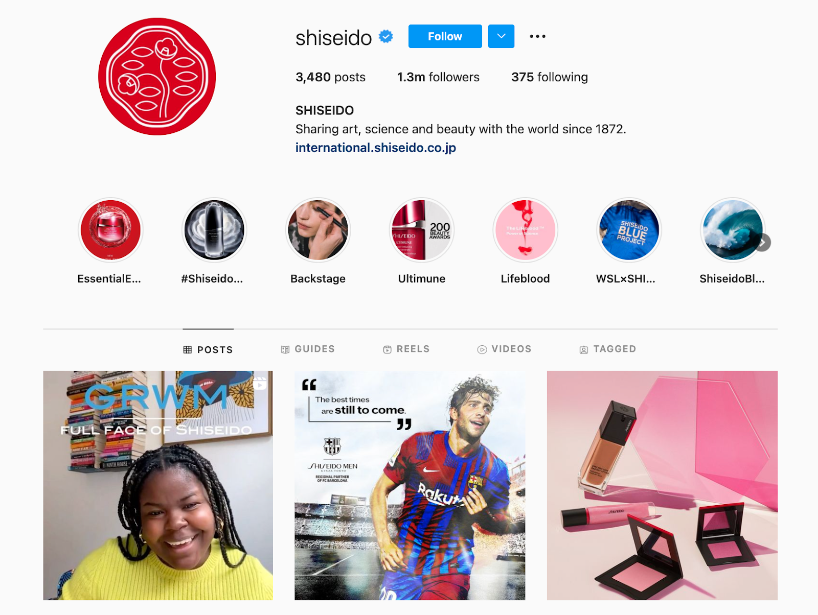 Meilleures marques sur Instagram : Shiseido