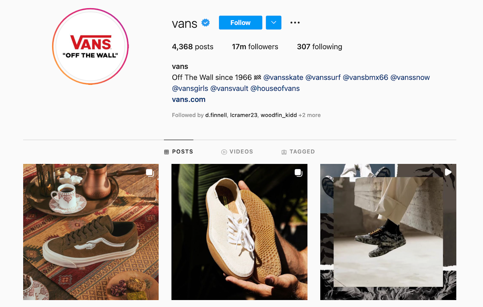 Meilleures marques sur Instagram : Vans